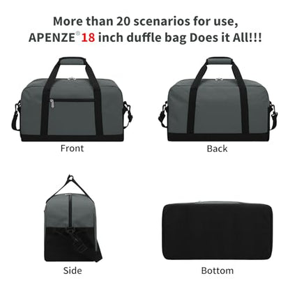 Apenze Small Gym Bag 18 inch Carry On Duffel Bag for Weekender Travel - Dark Grey - color: Dark Grey, size: 18inch