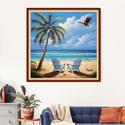 Artvxeay Cross Stitch Kits Stamped Full Range of Embroidery Starter Kits for Beginners Adult DIY 11CT- (Rest by the Seaside 18x18 inch) - color: ColorArt24