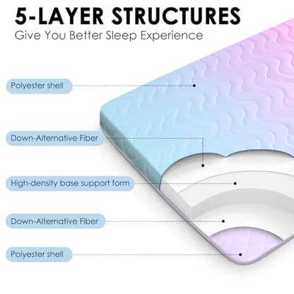 SCHNAUZER HOME Japanese Futon Floor Mattress Full 3.5" Thick Rainbow - color: Rainbow, size: Full( 80 x 54)