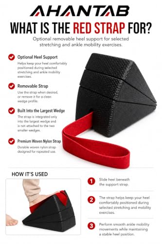 3-Piece Adjustable Squat Wedge Block for Heel Elevated Squats, Slant Board for Squats, Stretching & Ankle Mobility
