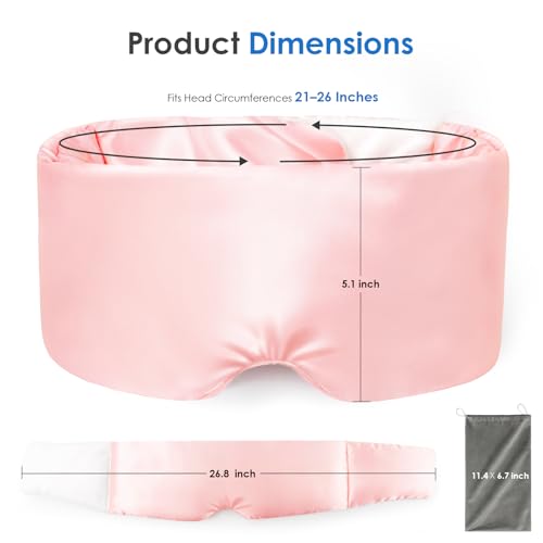 Akakios Weighted Eye Mask Silk Sleep Mask for Sleeping(Pink) - color: Pink