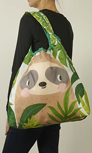 O-WITZ Reusable Grocery Bags | Vibrant Tote Bag For Groceries, Gym, Beach Gear, Toys & More | Washable Design With Large Handles For Maximum Convenience | Folds Into A Small Pouch, Sloth Green - color: Sloth Green