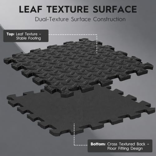 18 Pcs EVA Foam Floor Tiles, Puzzle Exercise Mat Set for Gym - color: Black