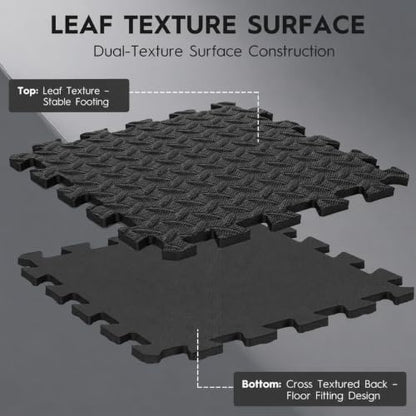 18 Pcs EVA Foam Floor Tiles, Puzzle Exercise Mat Set for Gym - color: Black