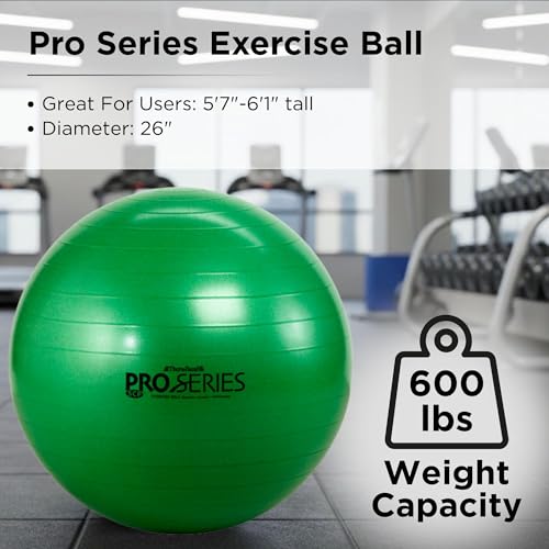 THERABAND Exercise and Stability Ball for Improved Posture, Balance, Core Fitness, Coordination and Rehab - color: Green | 26 Inches