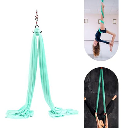 Aerial Yoga Hammock, 440 lbs Capacity Ceiling Mounted Aerial Silks Kit with 360° Swivel, Polyester Fabric for Home Gym Studio, 16.4ft - color: Green, size: 6M/19.68FT