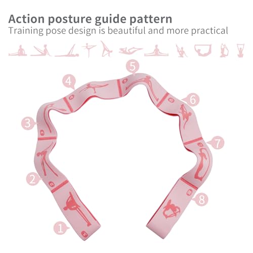 2 Pcs 8 Loops Dance Stretch Bands & Gymnastics Bands for Kids, Extended Length Resistance Bands for Ballet Latin Training, Kids Gymnastics Equipment for Home Workout & Flexibility Exercise - color: Pink+Purple