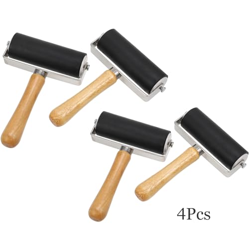 Ciieeo 4 Pcs Rubber Brayer Rubber Roller Ink Stamping Roller Rubber Brayer Roller Rollers Oil Painting (Pack of 2) - size: 14x12.2x3.5cm (Pack of 2)