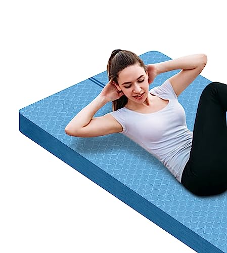 nuveti Large Exercise Mat - 15mm/20mm/30mm Thick Yoga Mat | Workout Mat for Fitness, Yoga, Pilates, Stretching & Floor Exercises for Women & Men with Free Carrying Bag - color: LightBlue, size: 183X80X20MM