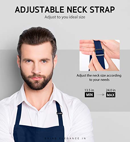 Syntus Apron for Men Women, Adjustable Cooking Kitchen Apron with 2 Pockets | Machine Washable, Firm Stitching, Stain Resistance, Long Tie Straps, 2 Pockets, Versatility, Unisex Use, Gift, BBQ - color: Blue Dark, style: 2 Polyester Blend