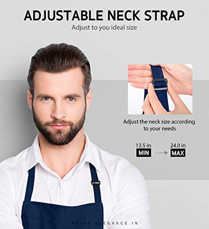 Syntus Apron for Men Women, Adjustable Cooking Kitchen Apron with 2 Pockets | Machine Washable, Firm Stitching, Stain Resistance, Long Tie Straps, 2 Pockets, Versatility, Unisex Use, Gift, BBQ - color: Blue Dark, style: 2 Polyester Blend