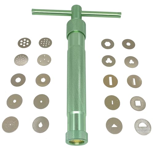 HEVERP Stainless Steel Clay Extruders Sugar Paste Extruder Cake Fondant Decorating Tool Set (Green) - color: Green