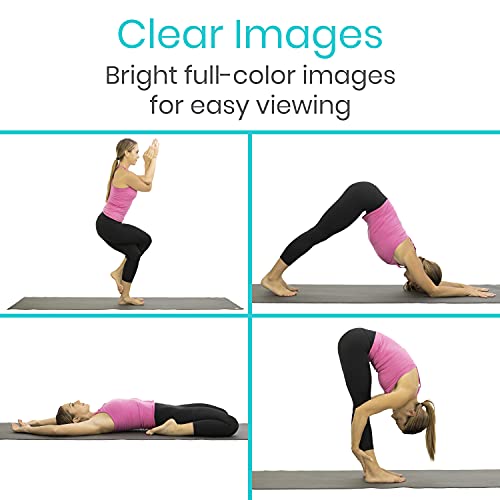 Vive Yoga Poster - Poses for Beginners and Experts - Mat Exercise Home Gym | Workout Accessories Set- Double Sided Laminated Flow Chart Accessory - Instructional Guided Routine - for Women, Men