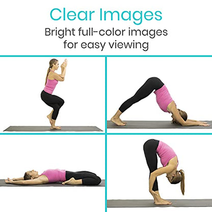 Vive Yoga Poster - Poses for Beginners and Experts - Mat Exercise Home Gym | Workout Accessories Set- Double Sided Laminated Flow Chart Accessory - Instructional Guided Routine - for Women, Men
