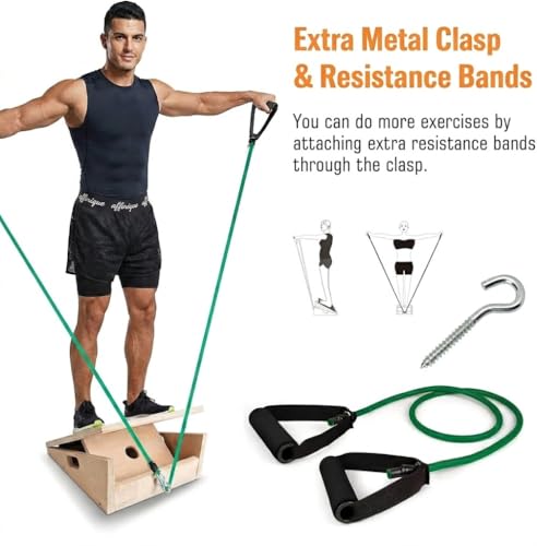 3-in-1 Portable Wooden Slant Board for Calf Stretching - Calf Stretcher & Incline Board Convertible to Balance Board + Resistance Band - 5 Angles, Anti-Slip Squat Wedge for Squats, Plantar Fasciitis, Achilles & Physical Therapy