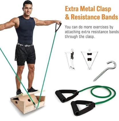 3-in-1 Portable Wooden Slant Board for Calf Stretching - Calf Stretcher & Incline Board Convertible to Balance Board + Resistance Band - 5 Angles, Anti-Slip Squat Wedge for Squats, Plantar Fasciitis, Achilles & Physical Therapy