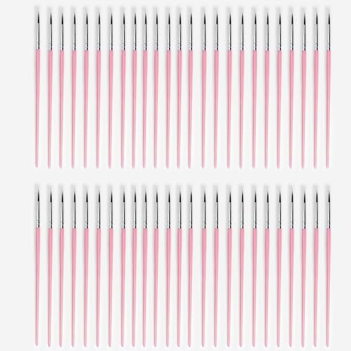 50Pcs Bulk Nylon Hair Paint Brush Set - Ultra Fine Tip Artist Brushes for Kids & Adults, Perfect for Acrylic, Watercolor, Oil Painting, Ceramic Glazing & Gypsum Doll Coloring