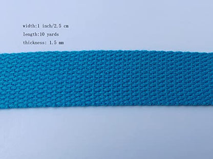 1 Inch Cotton Webbing 10 Yards Cotton Strap for Tote Canvas Bags Crafts Sewing (2048 Lake Blue) - color: 2048 Lake Blue
