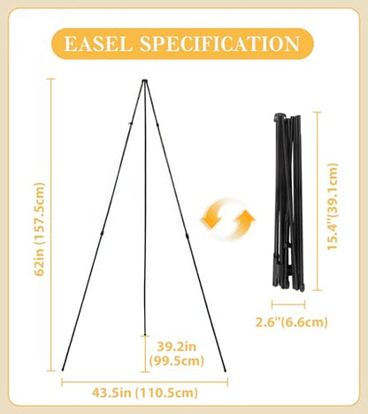 Display Easel Stand for Sign, Lightweight Tripod with Bag, Portable Adjustable Artist Easels for Outdoor Painting Canvas/Posters/Wedding, 1PC Black
