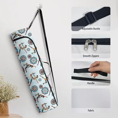 Yoga Mat Bags for Women Lightweight Gym Bag with Strap Full Zip Yoga Accessories - color: Western Print