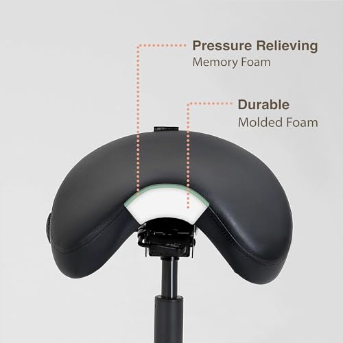 Ergonomic Saddle Chair, Adjustable Rolling Stool with Forward Tilt - color: Black