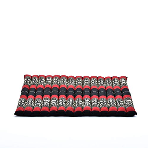 Leewadee Zabuton Seating Cushion – Square Floor Seat for Meditation Exercises, Light Yoga Mat Filled with Kapok - color: Sf13 - Red, Black