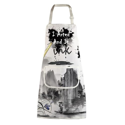 MBMSO Painting Artist Apron with Pockets Artist Painter Gifts Art Lover Gift for Art Teacher Student Painter Apron Waterproof - color: Inks Apron-w