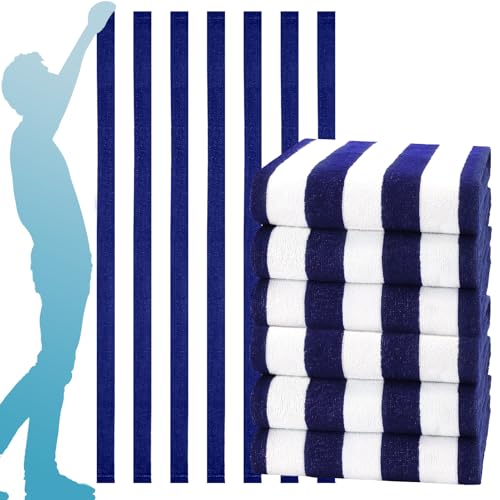 Genovega 6 Packs Oversized 72X40 Inch Stripe Beach Towel Thin Terry Set Extra Large XL Big Clearance Towels Soft Swim Pool Travel Accessories Essentials Camping Adults Men Women Gift Navy Blue - color: Navy Blue, size: 72.00" X 40.00"