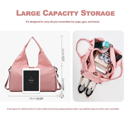 Yoga Gym Bag -Large Capacity Gym Bag with Yoga Mat Holder Water Resistant Workout Bag for Travel Workout Daily - color: Purple