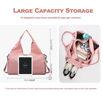 Yoga Gym Bag -Large Capacity Gym Bag with Yoga Mat Holder Water Resistant Workout Bag for Travel Workout Daily - color: Purple