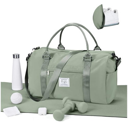 Gym Bags for Women Men with Shoes Compartment,Sports Duffle Bags Personal item travel Duffel Tote Bag Small Carry on Weekender Overnight Bag Workout Dance Bags Hospital Holdalls Grey Green - color: A3-Grey Green