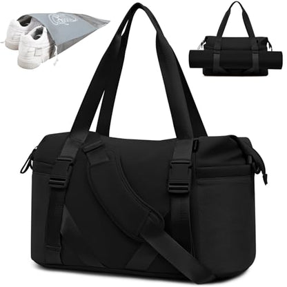 MAXTOP Women's Yoga Bag with Shoe Pouch,Travel Bag for Gym Workout Daily - color: Black