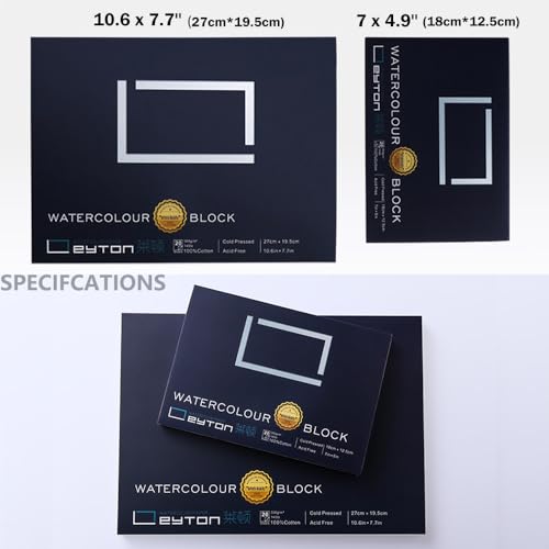 Non-Warping 100% Cotton Watercolor Paper Block - 20 Sheets of 160lb/350gsm Cold Press Water Color Art Supplies for Wet, Dry, and Mixed Media Painting, for Watercolor, Gouache, Acrylic (7 x 5'') - color: Cold Press White, size: 7 x 5''