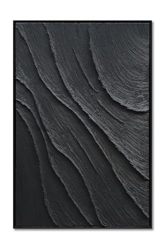 NANKAI Art Thick Texture Black Minimalist Oil Painting 36x24 Inches Contemporary Art Oil Painting Home Office Wall Decoration Art (with Solid Wood Exterior Frame) - color: Nkhb276