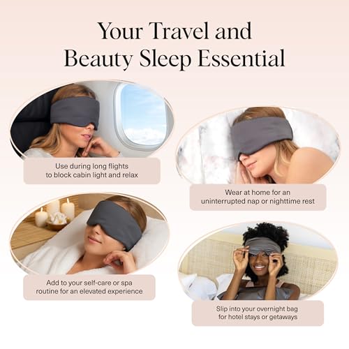 Kitsch Satin Sleep Mask | Eye Masks for Sleep - Charcoal Black | Softer Than Silk Sleep Mask, Blindfold Sleep Masks for Women & Men, No Eye Pressure, Lightweight Eye Mask, Travel Essentials - color: Charcoal Black