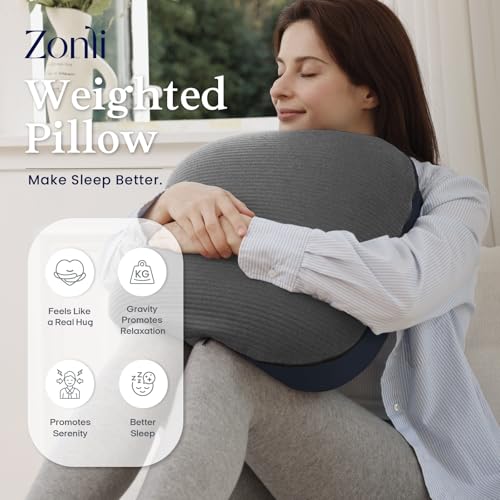 ZonLi 성인용 가중 베개, 2.9kg(6파운드), 세탁 가능한 포옹 베개, 더 나은 수면을 취함, 탈착식 감각 바디 가중 베개, 메모리 폼 침대 베개 (그레이) - color: 회색., size: Original（6.5lbs）