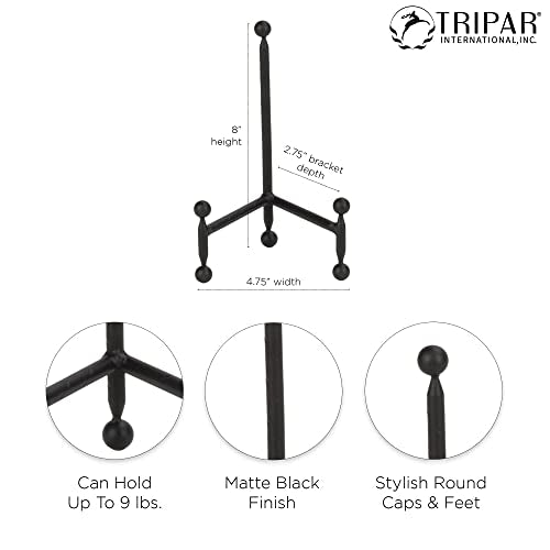 TRIPAR Modern Tripod Easel Display, Black Finish, Lightweight & Durable Design, Perfect for Displaying Pictures, Artwork, Plates, Tiles, & More, 8 Inch - size: 8 Inch