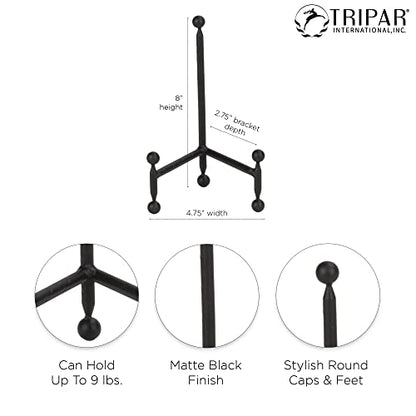 TRIPAR Modern Tripod Easel Display, Black Finish, Lightweight & Durable Design, Perfect for Displaying Pictures, Artwork, Plates, Tiles, & More, 8 Inch - size: 8 Inch