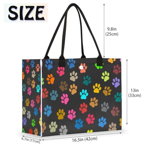 Pardick Colorful Cute Cats Dog Paw Prints Tote Bag For Women Travel Bag Reusable Grocery Bags Utility Tote For Work Shopping Pool Beach Bags for Gift Outdoor B-03 - color: A-21