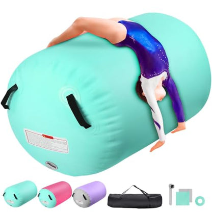 Inflatable Gymnastics Air Roller Barrel Green 47x35inch - color: Green, size: 47*35 Inch