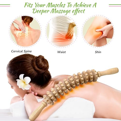 Curved Wood Therapy Massage Stick, Wooden Cellulite Muscle Roller for Legs - color: Wood-12 Rollers