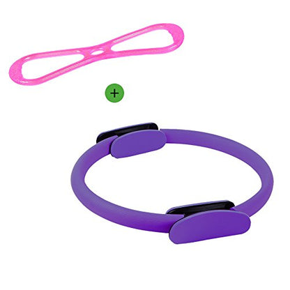 KEVENZ Fitness Circles, with 1 Pilates Ring and 1 Exercise Bands (15 inch, 20 lbs) - color: Purple