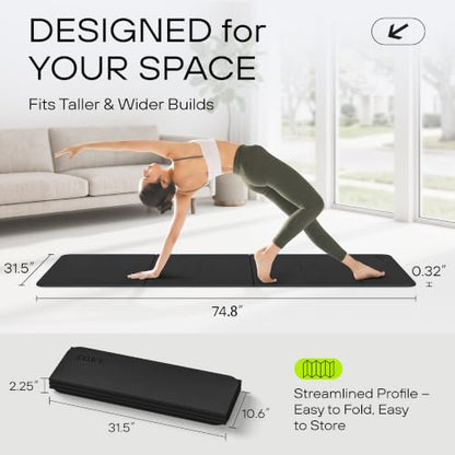 ZOEY 7-Fold Foldable Yoga & Exercise Mat, 74.8x31.5 Extra Wide 31.5 Inch XL Extra Large Lightweight Mat, Folding Pilates Stretching Mat, Anti-Slip Double Non Slip Noise Reducing Hot Yoga Mat, Odorless Non Toxic Eco TPE Workout Mat for Beginners Women Men,