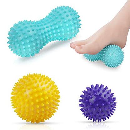 URAQT Spiky Massage Ball, 3 Pack Hard Spiky Massage Ball Roller Set, Professional Physical Therapy Massage Balls for Myofascial Release, Trigger Point Deep Tissue Massage, Plantar Fasciitis Recovery - color: 3pcs