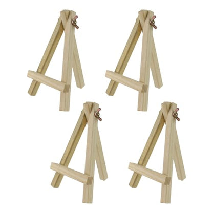 4 Pcs Tabletop Easel,Easel for Painting 6.3 Inch Wooden Painting Stand for Art,and Crafts,Portable Canvas Photo Picture Sign Holder for Kids and Adults - size: 6.3"x3.54"/16x9 cm(LW)