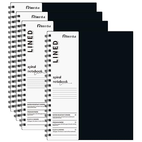 Large Lined Notebook Spiral Notebook 8.5" x 11"-4 Pack LINED Notebook 7mm Ruled Hardcover Notebook 120 Pages 100 GSM Thick Paper Notebook Hardcover Journal for School, Office,Study and Notes | 4 Pack LINED Notebook Ruled Hardcover Notebook Thick Paper Not
