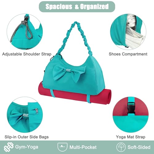 WOLT Gym Bag For Women, Yoga Mat Bag with Shoes Compartment, Wet Pocket and Water Bottle Pocket - color: Green