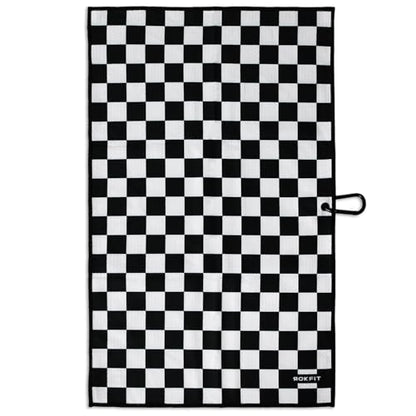 RokFit Gym & Golf Towel – Multi-Use, Quick-Dry, Durable Utility Towel with Bold Graphic and Carabiner Clip (Checker) - color: Checker