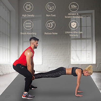 GXMMAT Large Exercise Mat 6'x4'/6'x5'/6'x6'(7mm) - color: Grey Cool, size: 6*5 FT