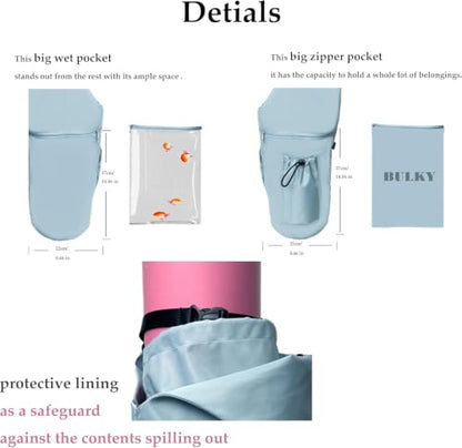 Yoga Mat Bag, with Protective Layer& Water Bottle Pocket and Big Wet Pocket & Yoga strap & Large Capacity,Stylish & Functional Fitness Mat And Essential items for Women & Men - color: blue